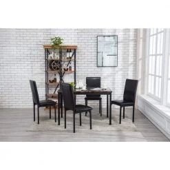 Arjen 5-Piece Black Faux Marble Dining Set by Boraam -Boraam Sales Store black boraam dining room sets 77006 31 1000