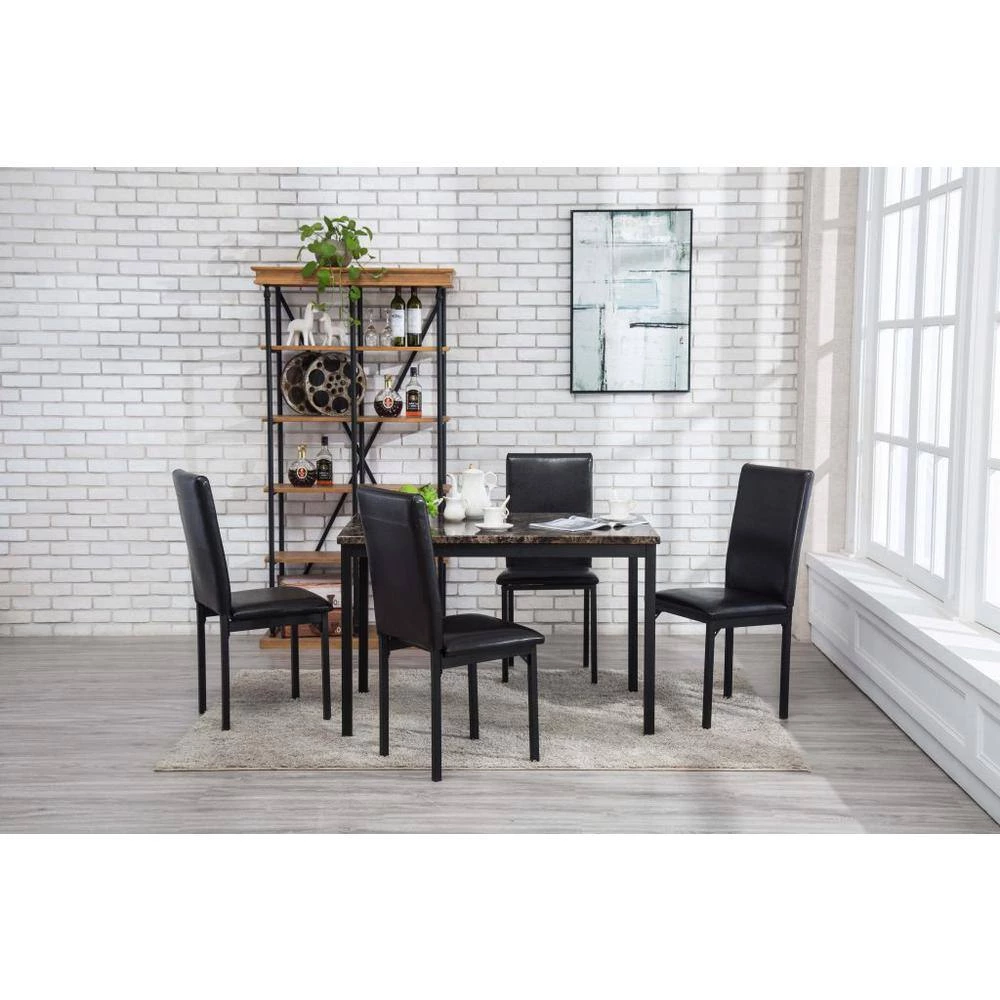 Arjen 47.25 in. W x 31.5 D. Rectangle Black and Faux Marble Top Rectangular Dining Table by Boraam 6 Arjen 47.25 in. W x 31.5 D. Rectangle Black and Faux Marble Top Rectangular Dining Table by Boraam - Image 4