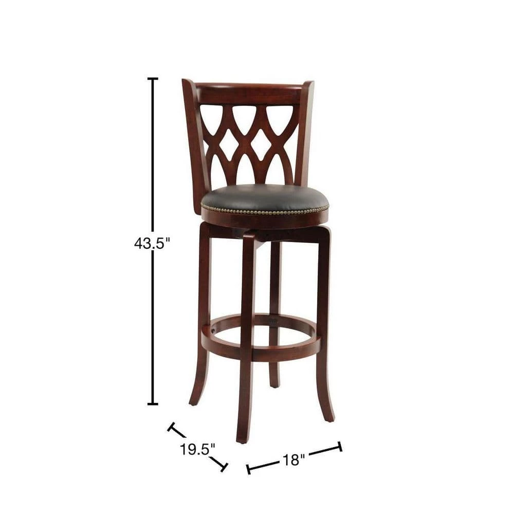 Cathedral 29 in. Cherry Swivel Cushioned Bar Stool by Boraam 5 Cathedral 29 in. Cherry Swivel Cushioned Bar Stool by Boraam - Image 3