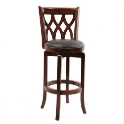 Cathedral 29 in. Cherry Swivel Cushioned Bar Stool by Boraam
