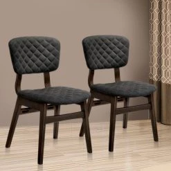 Archer Black/Light Oak Fabric Patterned Side Chair (Set of 2) by Unbranded -Boraam Sales Store black light oak unbranded accent chairs aa080 sc811 ch 31 1000