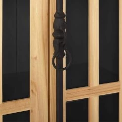 Black 3-Tier Small Curio Cabinet with Adjustable Shelves and Industrial Style Door Handle by Unbranded -Boraam Sales Store black unbranded accent cabinets c824 cabine bla 1f 1000