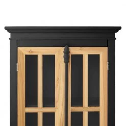 Black 3-Tier Small Curio Cabinet with Adjustable Shelves and Industrial Style Door Handle by Unbranded -Boraam Sales Store black unbranded accent cabinets c824 cabine bla 4f 1000
