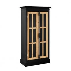 Black 3-Tier Small Curio Cabinet with Adjustable Shelves and Industrial Style Door Handle by Unbranded
