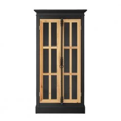 Black 3-Tier Small Curio Cabinet with Adjustable Shelves and Industrial Style Door Handle by Unbranded -Boraam Sales Store black unbranded accent cabinets c824 cabine bla c3 1000