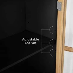 Black 3-Tier Small Curio Cabinet with Adjustable Shelves and Industrial Style Door Handle by Unbranded -Boraam Sales Store black unbranded accent cabinets c824 cabine bla fa 1000