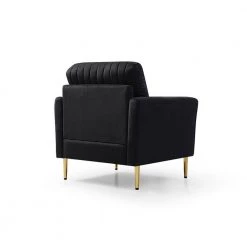 Black Velvet Single Leisure Accent Sofa Chair with Golden Feet and Ginger Velvet Accent With Cushion by Unbranded -Boraam Sales Store black unbranded accent chairs a715 velve blac 44 1000