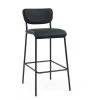 38.5 in. Low Black PU Faux Leather Metal Wood Bar Stool Industrial Pub Barstools With Armless Stool Chairs Set of 2 by Unbranded