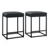 24 in. Black Leather Cushion and Black Metal Frame Metal Bar Stool (2-pieces) by Unbranded -Boraam Sales Store black unbranded bar stools thd if088 64 1000