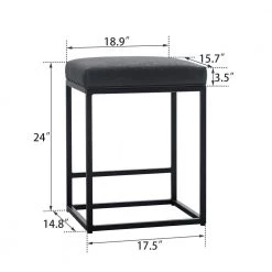 24 in. Black Leather Cushion and Black Metal Frame Metal Bar Stool (2-pieces) by Unbranded -Boraam Sales Store black unbranded bar stools thd if088 76 1000