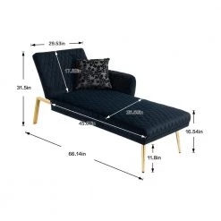 Modern Black Velvet Chaise Lounge by Unbranded -Boraam Sales Store black unbranded chaise lounges jx39540940 fa 1000