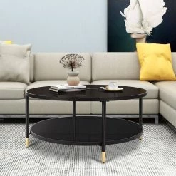 35.4 in. Round Glass Coffee Table by Unbranded -Boraam Sales Store black unbranded coffee tables crlw22342954 31 1000