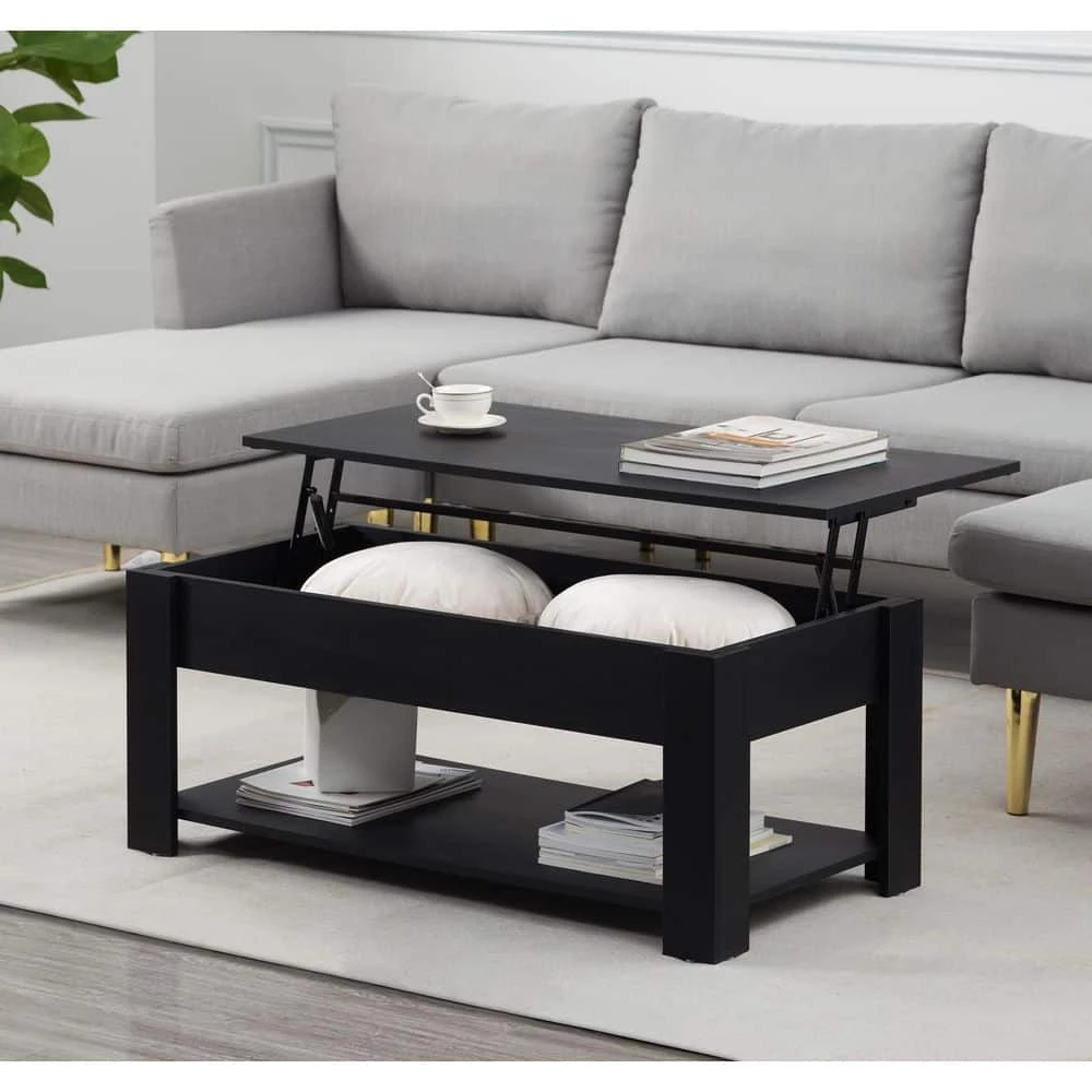 39.4 in. Black MDF Lift Top Extendable Rectangle Coffee Table with Storage by Unbranded 8 39.4 in. Black MDF Lift Top Extendable Rectangle Coffee Table with Storage by Unbranded - Image 6