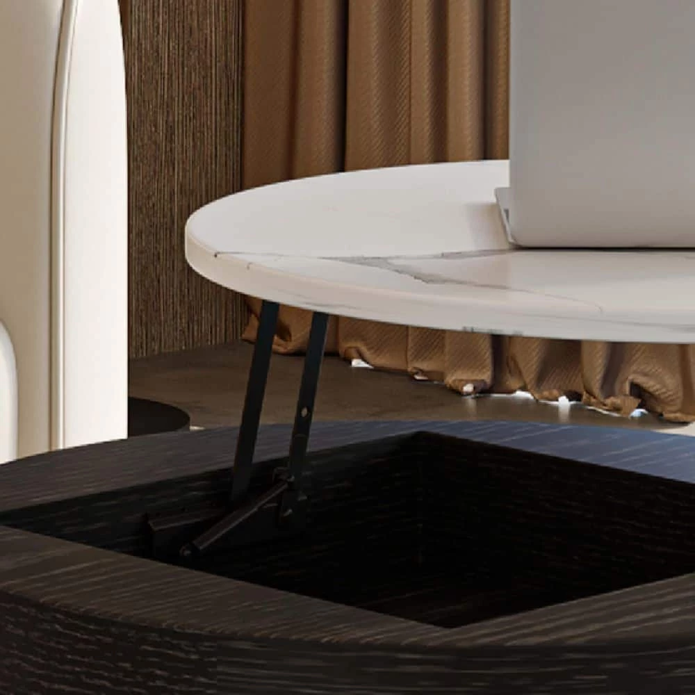 31.5 in. Black Round Modern Nesting Coffee Table Set Of 2, White Sintered Stone Coffee Table Set, Fully-assembled by Unbranded 8 31.5 in. Black Round Modern Nesting Coffee Table Set Of 2, White Sintered Stone Coffee Table Set, Fully-assembled by Unbranded - Image 6