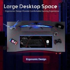 39 in. Carbon Fiber Computer Gaming Desk with Raised Monitor Shelf, Black by Unbranded 11 39 in. Carbon Fiber Computer Gaming Desk with Raised Monitor Shelf, Black by Unbranded -Boraam Sales Store black unbranded computer desks mkbs0101048 1 77 1000