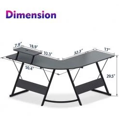51 in. L Shaped Carbon Fiber Computer Gaming Desk with Monitor Shelf, Black by Unbranded -Boraam Sales Store black unbranded computer desks mkbs0101248 3 1f 1000