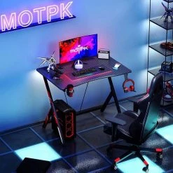 39 in. Wide Space Saving Carbon Fiber Computer PC Gaming Desk, Black by Unbranded -Boraam Sales Store black unbranded computer desks mkbs0101254 2 77 1000