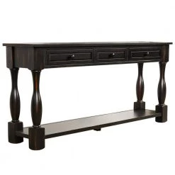 64.2 in. Black Console Table 64 in. L ong Extra Thick Sofa Table with Drawers and Shelf for Entryway Hallwaywood Top by Unbranded -Boraam Sales Store black unbranded console tables sa wf193795aab 1f 1000