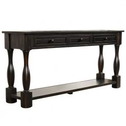64.2 in. Black Console Table 64 in. L ong Extra Thick Sofa Table with Drawers and Shelf for Entryway Hallwaywood Top by Unbranded -Boraam Sales Store black unbranded console tables sa wf193795aab 31 1000