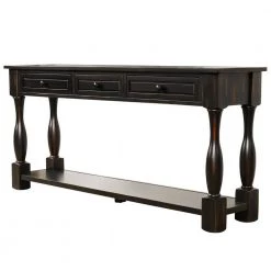 64.2 in. Black Console Table 64 in. L ong Extra Thick Sofa Table with Drawers and Shelf for Entryway Hallwaywood Top by Unbranded -Boraam Sales Store black unbranded console tables sa wf193795aab 4f 1000
