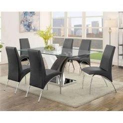 Black Modern Leather Dining Side Chair With Silver Metal Legs (Set of 2) by Unbranded -Boraam Sales Store black unbranded dining chairs d w124160326 31 1000