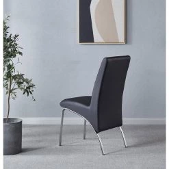 Black Modern Leather Dining Side Chair With Silver Metal Legs (Set of 2) by Unbranded -Boraam Sales Store black unbranded dining chairs d w124160326 44 1000