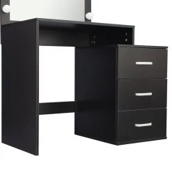 Modern 59.84 in. H x 38.78 in. W x 19.3 in. D 3-Drawers Black Dresser With Adjustable Brightness Mirror by Unbranded -Boraam Sales Store black unbranded dressers bk dr table 1f 1000