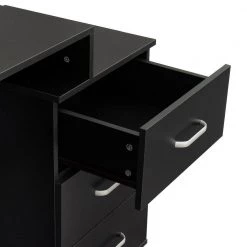 Modern 59.84 in. H x 38.78 in. W x 19.3 in. D 3-Drawers Black Dresser With Adjustable Brightness Mirror by Unbranded -Boraam Sales Store black unbranded dressers bk dr table 44 1000