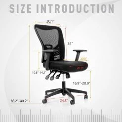 Black Mesh Seat Swivel Office Chair with Adjustable Height and Tilt by Unbranded -Boraam Sales Store black unbranded ergonomic chairs thd if042 76 1000
