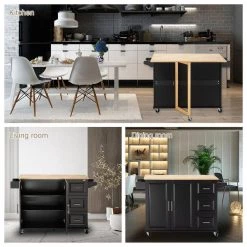 Black Kitchen Island with 3-Drawers by Unbranded 15 Black Kitchen Island with 3-Drawers by Unbranded -Boraam Sales Store black unbranded kitchen islands jjlqds10007 31 1000