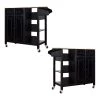 Black Kitchen Island on Wheels Kitchen Cart with Cabinet 3-Layer Shelves (Set of 2) by Unbranded -Boraam Sales Store black unbranded kitchen islands k825 2island bl 64 1000