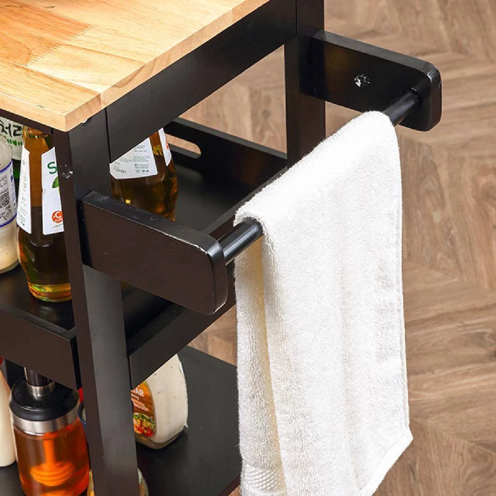 Black Kitchen Islands with Storage Lockable Utility Kitchen Carts On Wheels with Countertop Drawer Open Shelves 2 Sets by Unbranded 10 Black Kitchen Islands with Storage Lockable Utility Kitchen Carts On Wheels with Countertop Drawer Open Shelves 2 Sets by Unbranded - Image 8