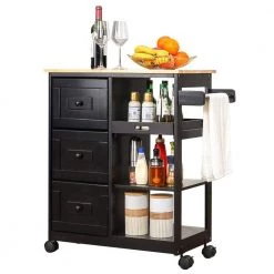 Black Kitchen Islands with Storage Lockable Utility Kitchen Carts On Wheels with Countertop Drawer Open Shelves 2 Sets by Unbranded 19 Black Kitchen Islands with Storage Lockable Utility Kitchen Carts On Wheels with Countertop Drawer Open Shelves 2 Sets by Unbranded -Boraam Sales Store black unbranded kitchen islands k825 2kitch bla 4f 1000