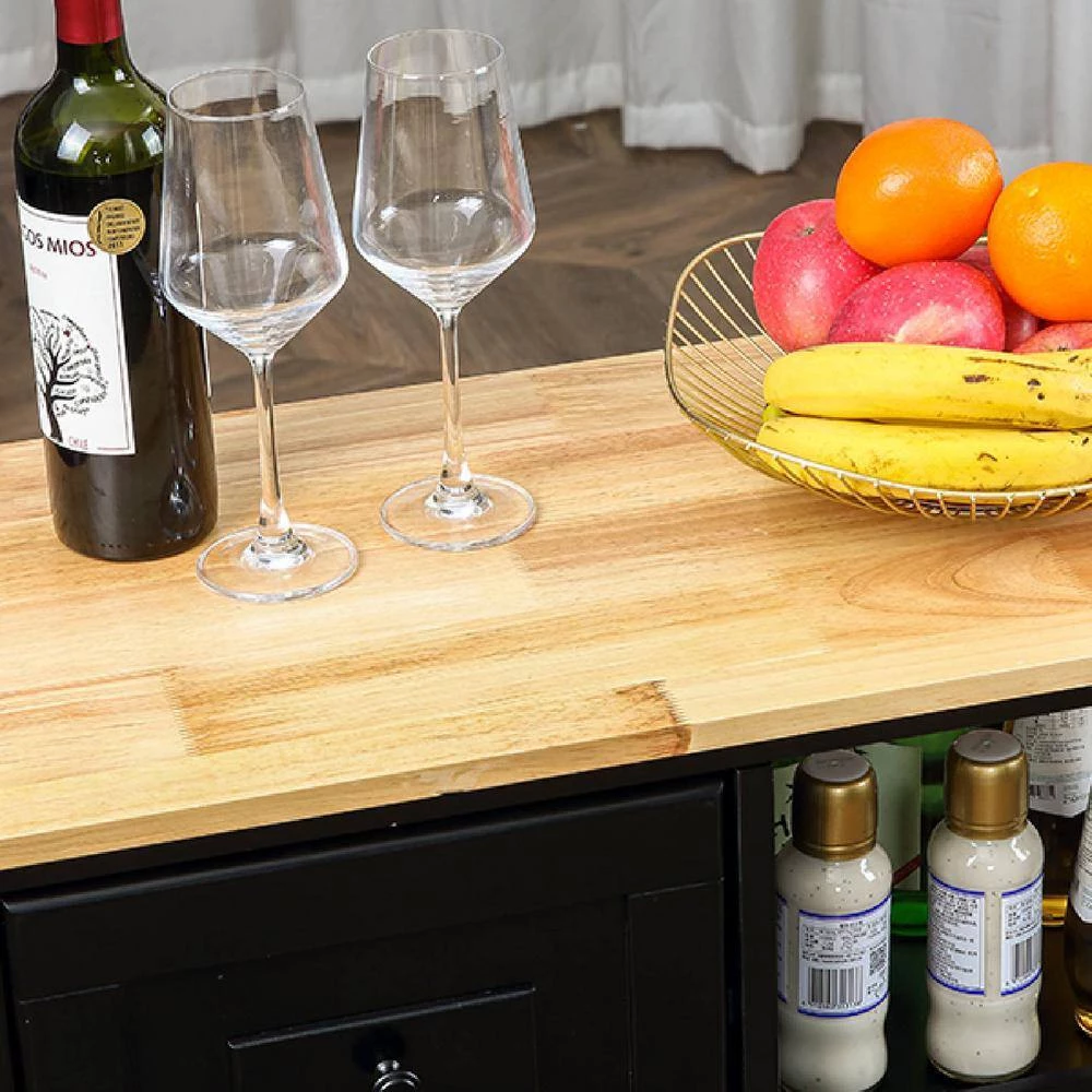 Black Kitchen Islands with Storage Lockable Utility Kitchen Carts On Wheels with Countertop Drawer Open Shelves 2 Sets by Unbranded 6 Black Kitchen Islands with Storage Lockable Utility Kitchen Carts On Wheels with Countertop Drawer Open Shelves 2 Sets by Unbranded - Image 4