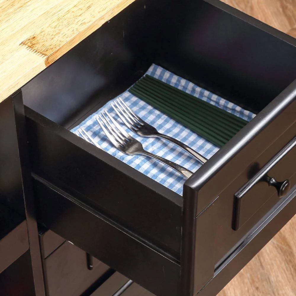 Black Kitchen Islands with Storage Lockable Utility Kitchen Carts On Wheels with Countertop Drawer Open Shelves 2 Sets by Unbranded 11 Black Kitchen Islands with Storage Lockable Utility Kitchen Carts On Wheels with Countertop Drawer Open Shelves 2 Sets by Unbranded - Image 9