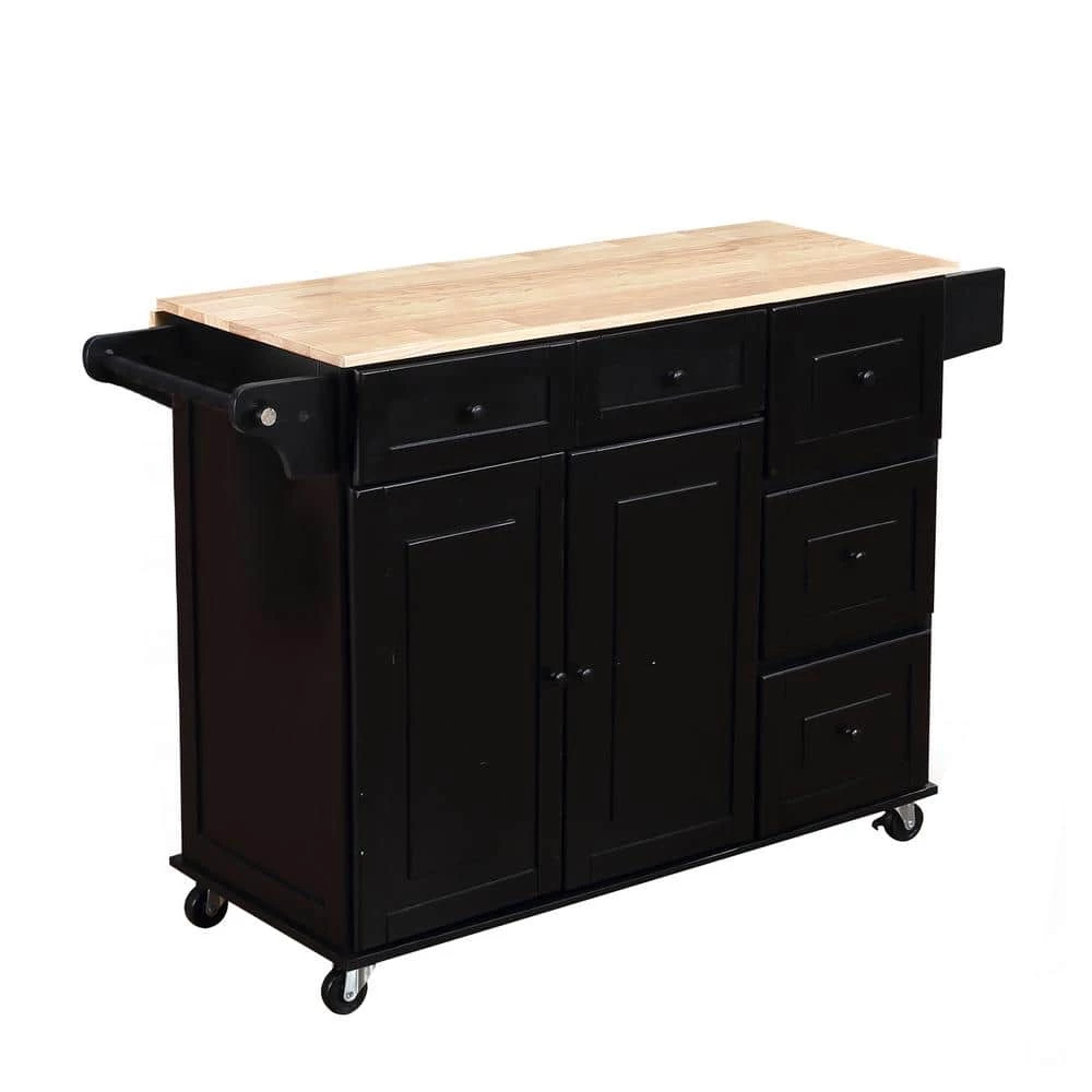 Black Kitchen Islands with 360° Universal Wheel and 5-Drawers by Unbranded 3 Black Kitchen Islands with 360° Universal Wheel and 5-Drawers by Unbranded