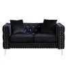 59.4 in.W Modern Black Square Arm Velvet Straight Tufted Loveseat with 2 Pillows by Unbranded -Boraam Sales Store black unbranded loveseats cuus0000623 64 1000