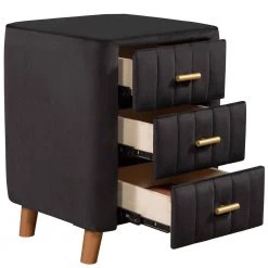 3-Drawer Bedroom Upholstery Black Nightstand 16.10 in. W x 16.10 in. D x 23.10 in. H by Unbranded -Boraam Sales Store black unbranded nightstands am902c 16 1f 1000