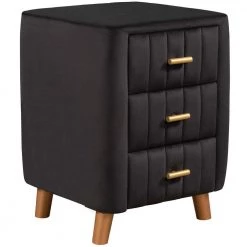 3-Drawer Bedroom Upholstery Black Nightstand 16.10 in. W x 16.10 in. D x 23.10 in. H by Unbranded