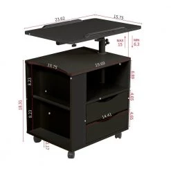 18.31 in. x 23.62 in. x 15.75 in. 2-Drawer Height Adjustable Overbed End Table Wooden Nightstand by Unbranded 9 18.31 in. x 23.62 in. x 15.75 in. 2-Drawer Height Adjustable Overbed End Table Wooden Nightstand by Unbranded -Boraam Sales Store black unbranded nightstands gm h 660 c3 1000