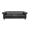 84 in.W 3-Seat Modern Rolled Arm Faux Leather Straight Tufted Sofa in Black by Unbranded