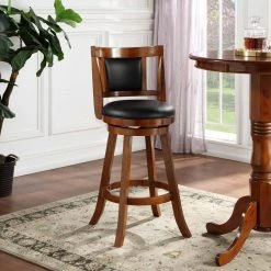 Avianna 24 in. Walnut Swivel Counter Stool with Cushion by Boraam -Boraam Sales Store black walnut boraam bar stools 62524 31 1000