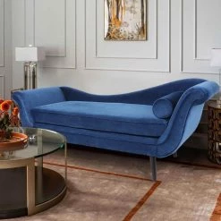 69 in. Blue Modern Velvet Chaise Lounge by Unbranded -Boraam Sales Store blue unbranded chaise lounges z w68034301 31 1000