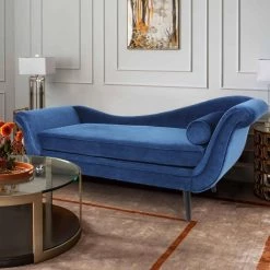 69 in. Blue Modern Velvet Chaise Lounge by Unbranded -Boraam Sales Store blue unbranded chaise lounges z w68034301 c3 1000