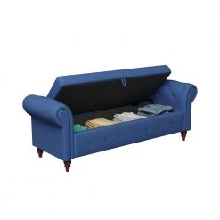 Nordic Blue Fabric Bed Bench With Storage Compartment 25 in. H x 63 in. W x 22 in. D by Unbranded -Boraam Sales Store blue unbranded dining benches d w109751609 1f 1000