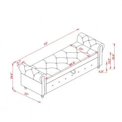 Nordic Blue Fabric Bed Bench With Storage Compartment 25 in. H x 63 in. W x 22 in. D by Unbranded -Boraam Sales Store blue unbranded dining benches d w109751609 4f 1000