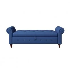 Nordic Blue Fabric Bed Bench With Storage Compartment 25 in. H x 63 in. W x 22 in. D by Unbranded -Boraam Sales Store blue unbranded dining benches d w109751609 fa 1000