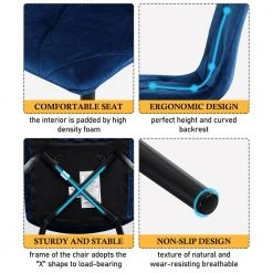 Modern Blue Velvet Dining Kitchen Chair with Black Coated Legs Upholstered Side Chair(set of 4) by Unbranded -Boraam Sales Store blue unbranded dining chairs bu 4 chair 1f 1000