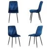 Modern Blue Velvet Dining Kitchen Chair with Black Coated Legs Upholstered Side Chair(set of 4) by Unbranded -Boraam Sales Store blue unbranded dining chairs bu 4 chair 64 1000