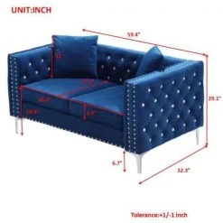 2-Piece Modern Rectangle Velvet Tufted Top Bar Table Set Sofa Blue with 4 Pillows by Unbranded 13 2-Piece Modern Rectangle Velvet Tufted Top Bar Table Set Sofa Blue with 4 Pillows by Unbranded -Boraam Sales Store blue unbranded living room sets cuus00012 1f 1000